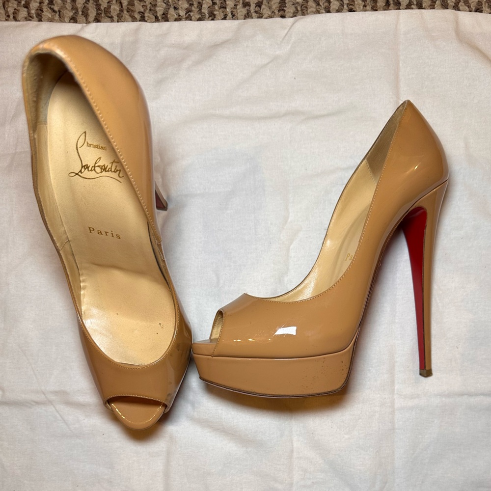 Christian Louboutin Nude Peep-Toe Pumps - Picture 6 of 8
